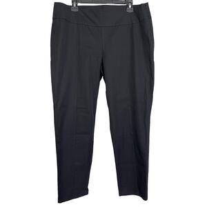 Eileen Fisher Black Organic Cotton Stretch Ankle Pants L Side Zip Slim Leg